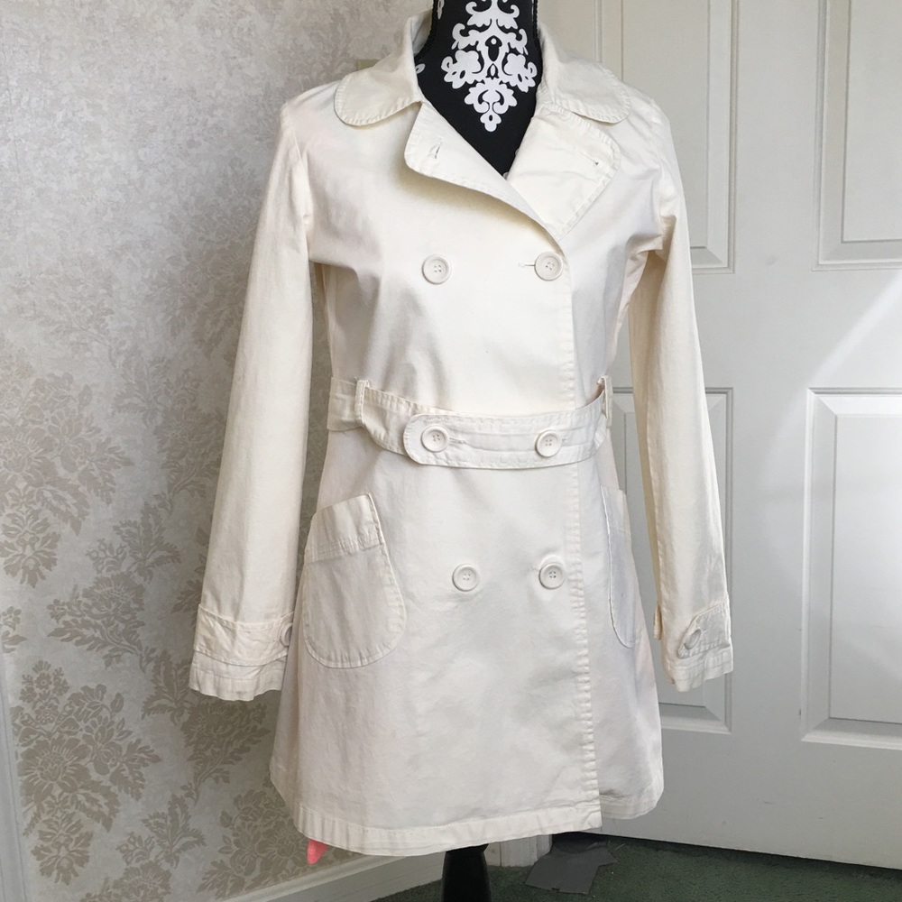 Vintage Style Tulle Cream Car Coat Trenchcoat